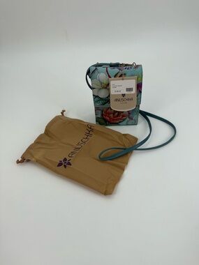 ANUSCHKA Floral Hand Painted Triple Compartment Crossbody Organizer Bag